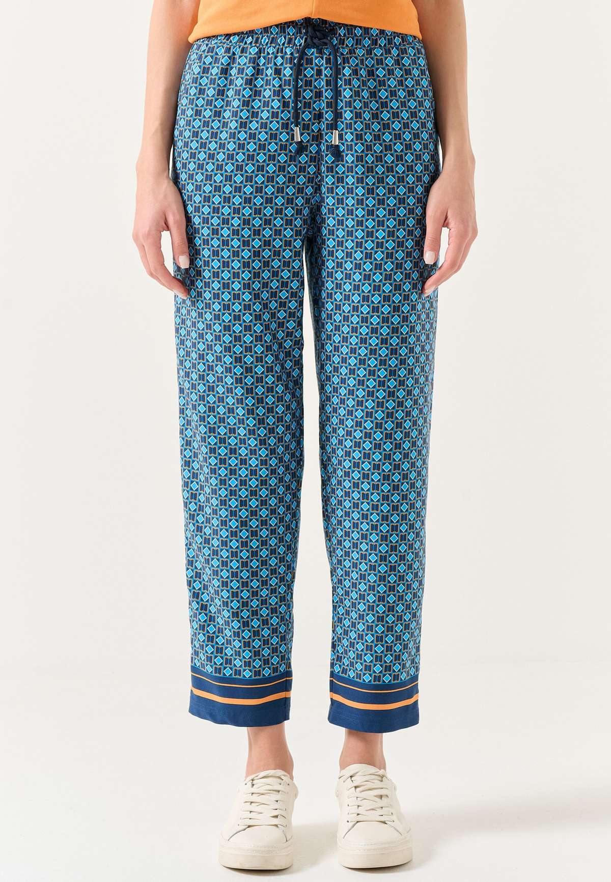 Брюки REGULAR LEG HIGH WAIST GEOMETRIC PATTERNED TROUSERS