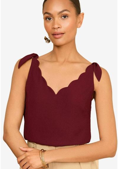 Блузка V NECK SCALLOP DETAIL TIE SHOULDER REGULAR FIT