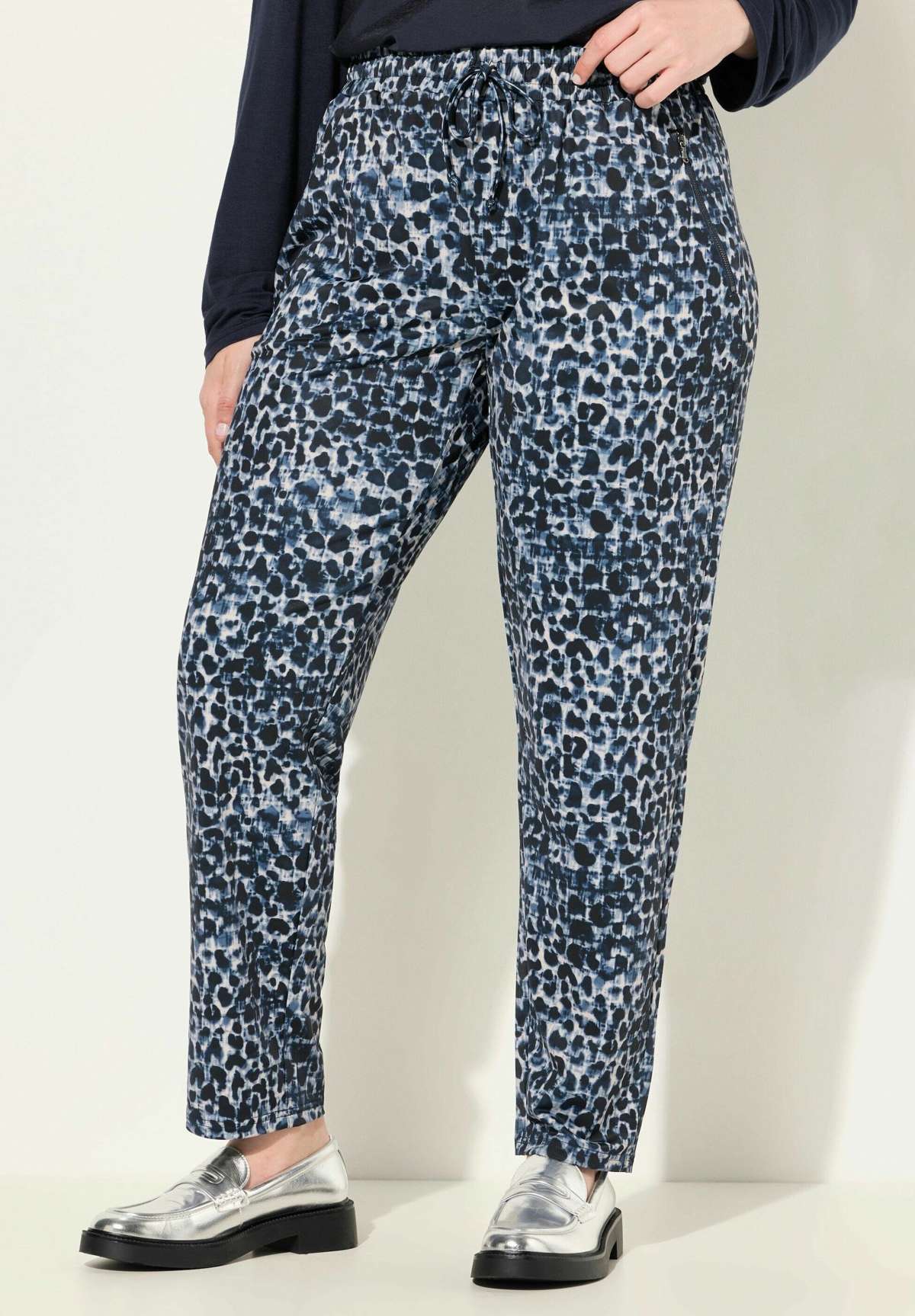 Брюки LEOPARD PRINT ELASTIC WAIST