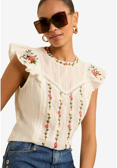 Блузка EMBROIDERED FLUTTER SLEEVE SHELL REGULAR FIT