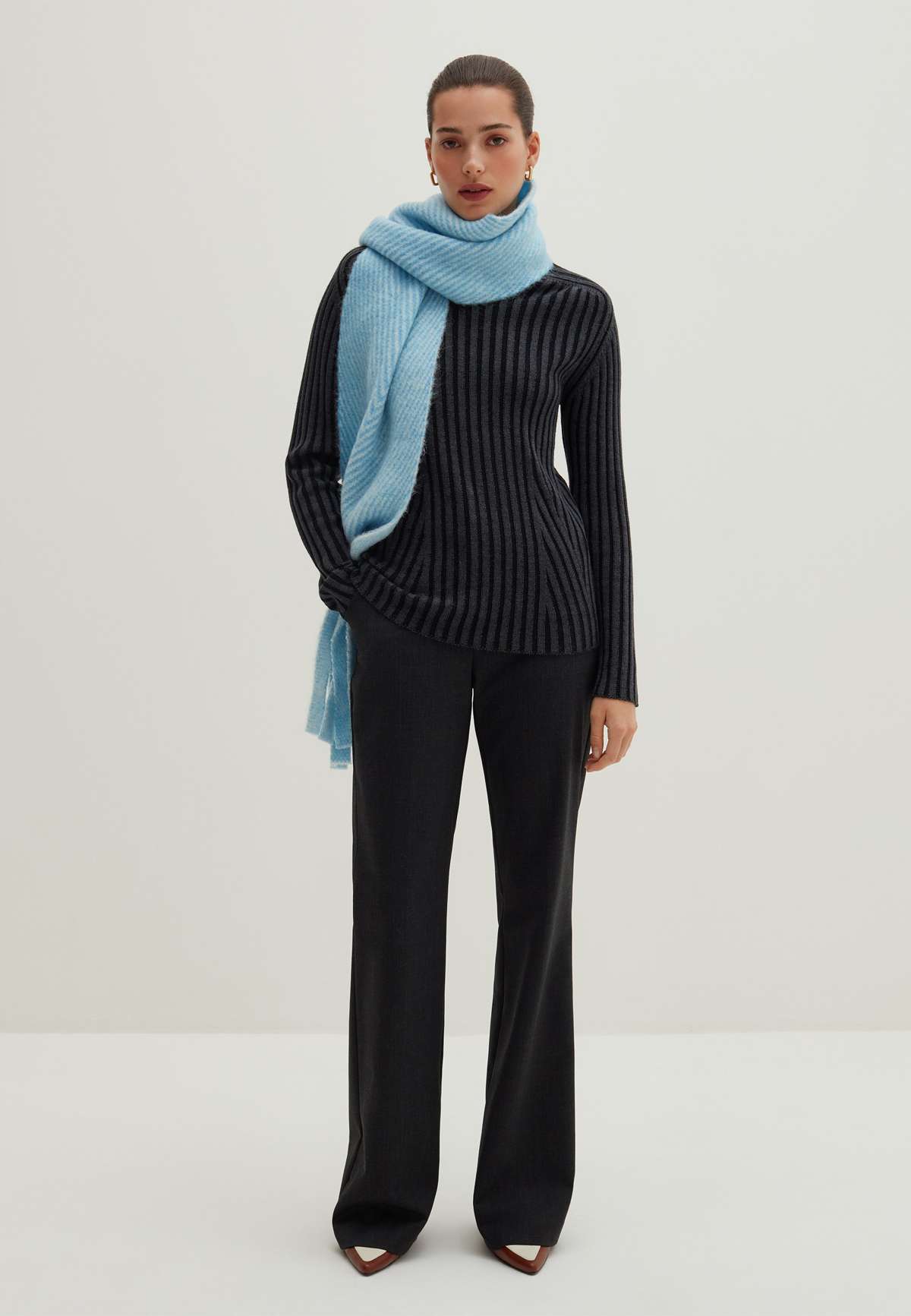 Пуловер MOCK NECK WITH JACQUARD STRIPES