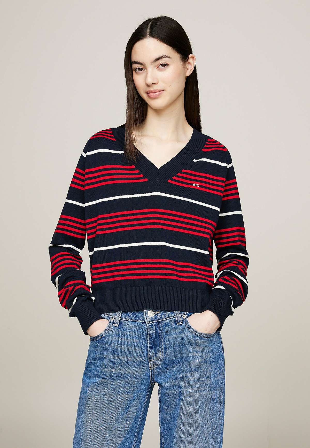 Пуловер V-NECK STRIPE