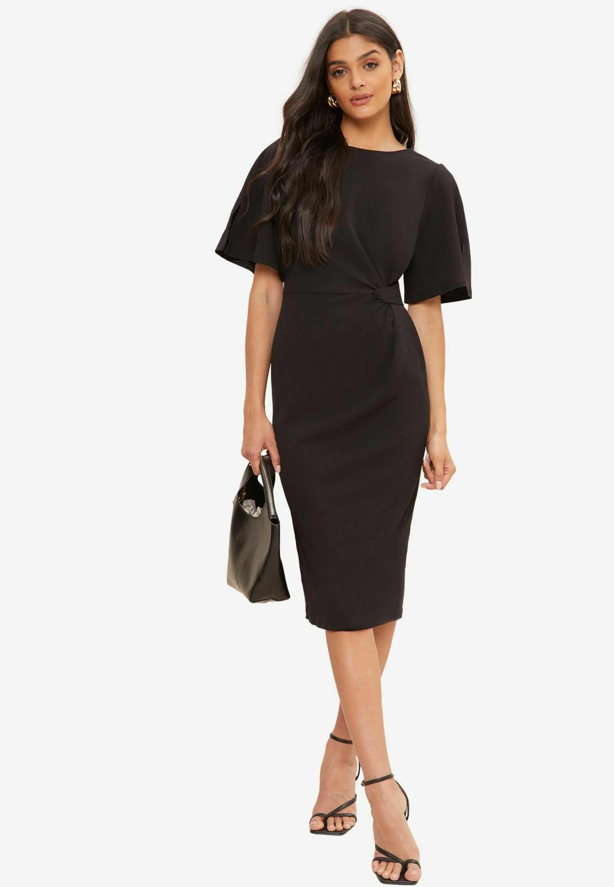 Платье TAILORED KNOT DETAIL FLUTTER SLEEVE MIDI PETITE