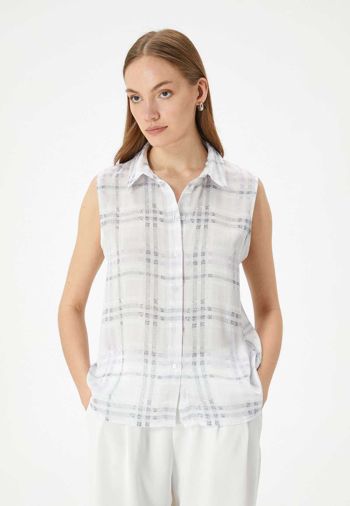 Блуза-рубашка REGULAR FIT BUTTONED SLEEVELESS