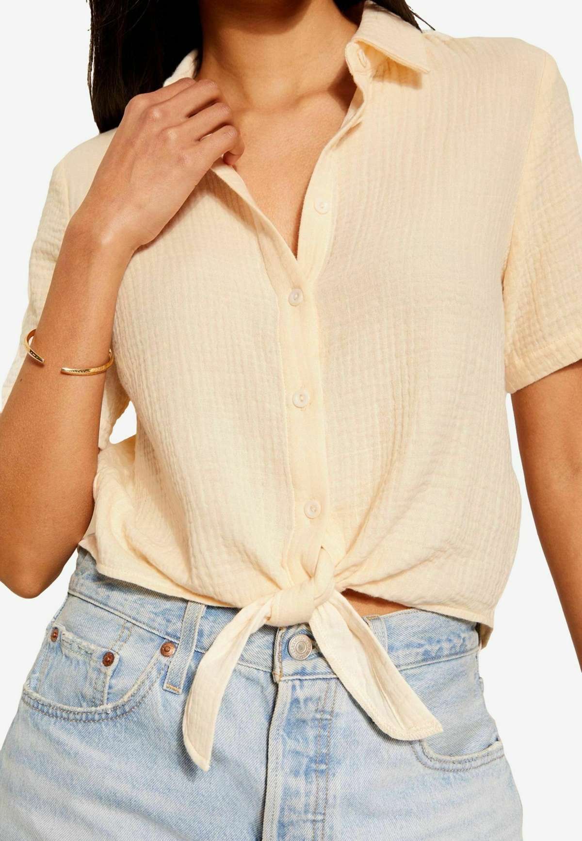 Блуза-рубашка SHORT SLEEVE CRINKLE TIE FRONT REGULAR FIT