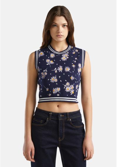 Топ CREW NECK CROPPED FIT JACQUARD PATTERN WITH FLORAL MOTIF
