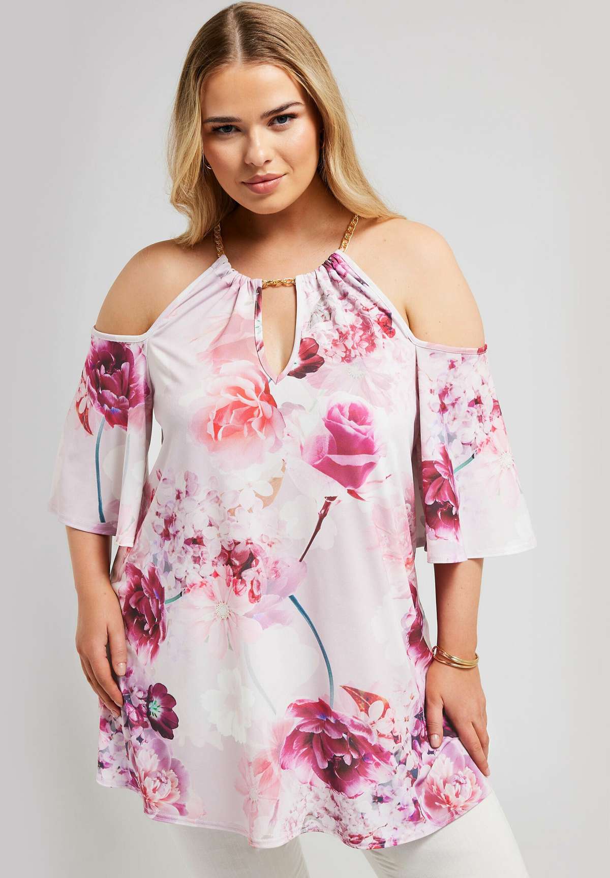 Кофта FLORAL CHAIN COLD SHOULDER