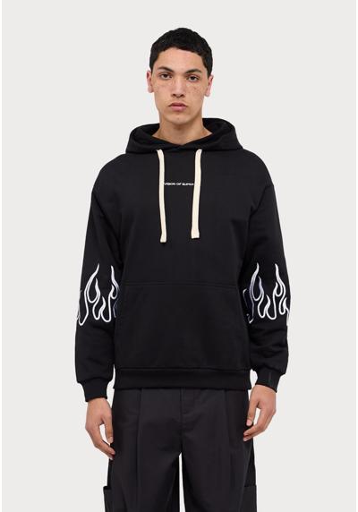 Пуловер HOODIE WITH EMBROIDERED FLAMES