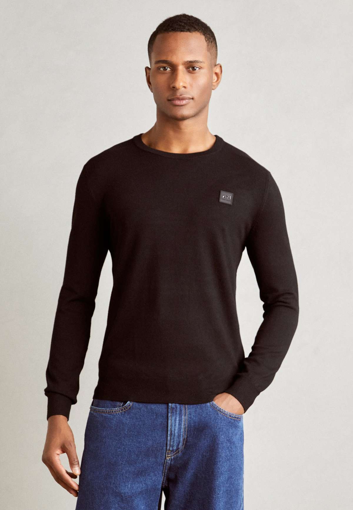 Пуловер SWEATER SLIM FIT WITH METAL LOGO RUBBER PATCH