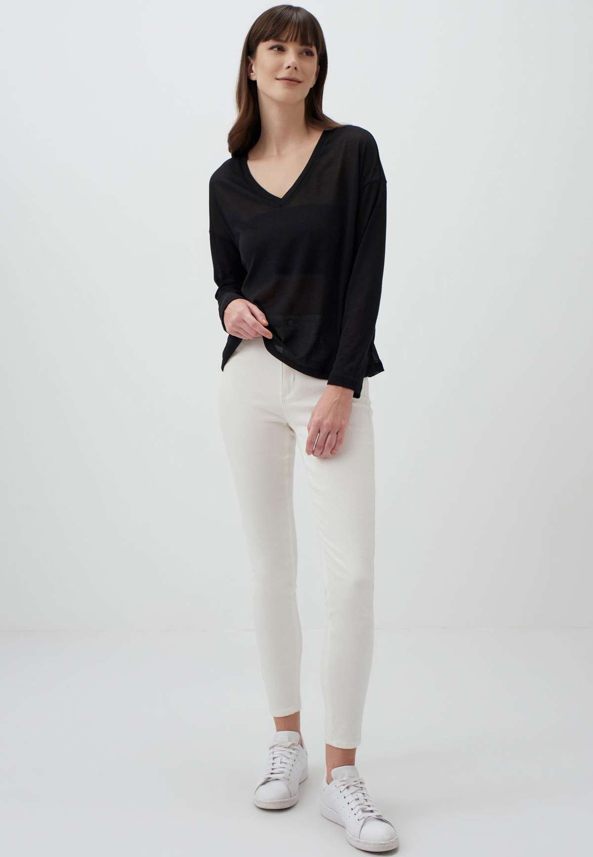 Блузка V-NECK LONG SLEEVE STYLISH BASIC BLOUSE