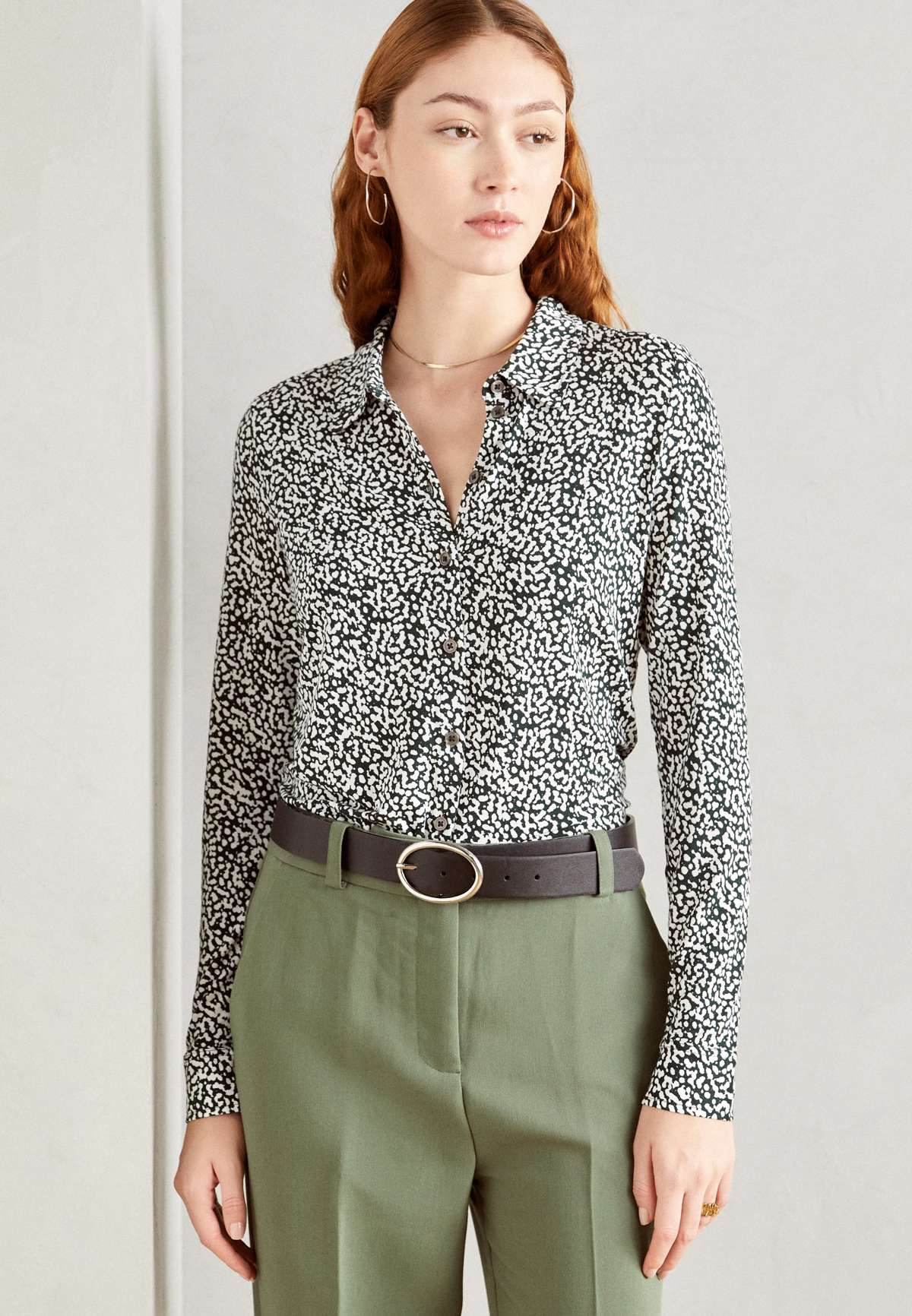 Блуза-рубашка BLOUSE LONG SLEEVE COLLAR BUTTON PLACKET