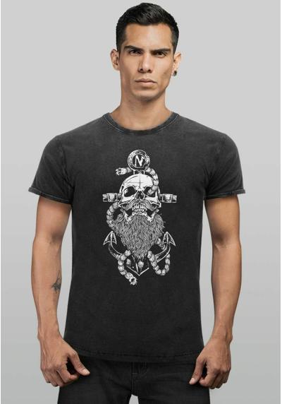 Футболка VINTAGE ANKER SKULL BEARD TOTENKOPF MIT BART TAU SE