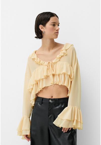 Блузка RUFFLED CHIFFON WITH FRONT TIE DETAIL