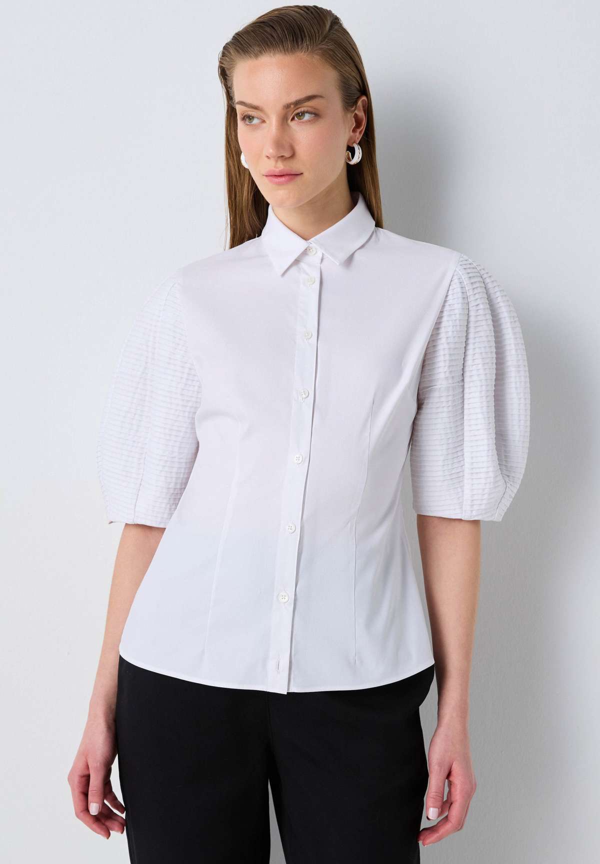 Блуза-рубашка REGULAR FIT MIX BALLOON SLEEVE