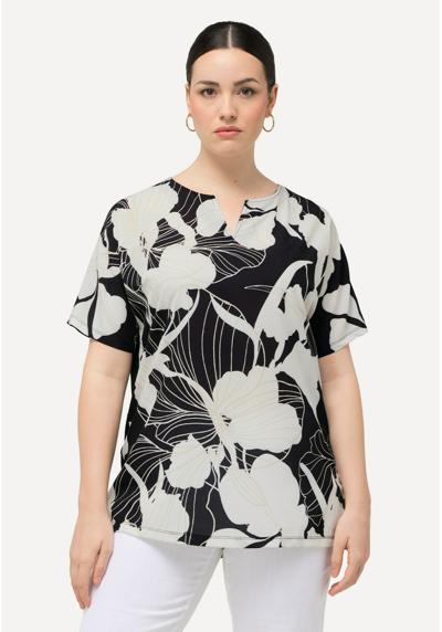 Футболка FLOWER SILHOUETTE SHORT SLEEVE SPLIT NECK