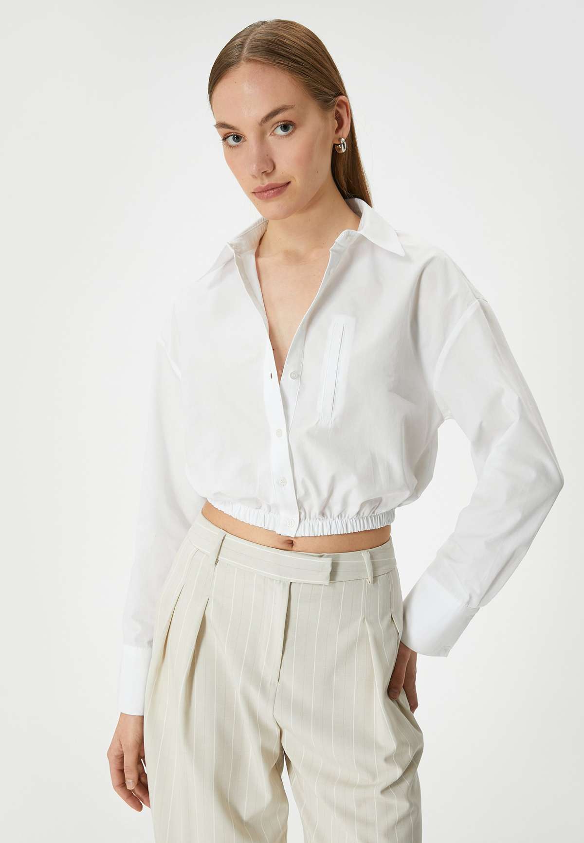 Блуза-рубашка ELASTIC WAIST CROP