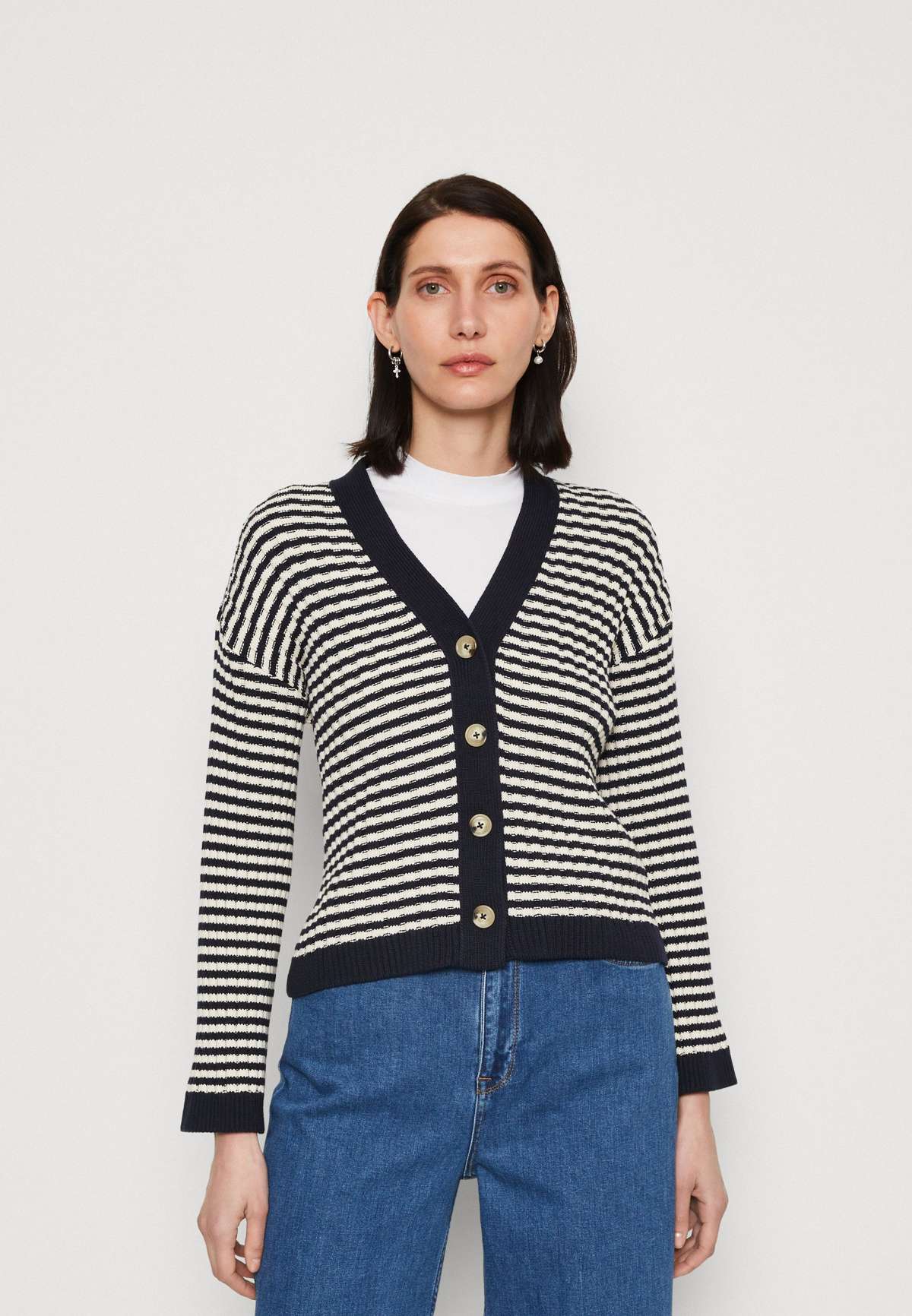 Трикотажный жакет STRIPE V NECK CARDIGAN