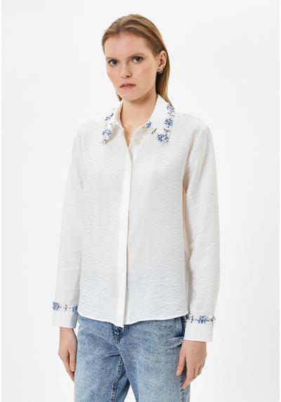 Блуза-рубашка BUTTONED PEARL AND DETAIL LONG SLEEVE