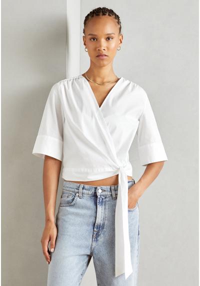 Блузка WRAP BLOUSE GATHERING AT SHOULDER AND BACK YOKE SHORT SLEEVE SOLID