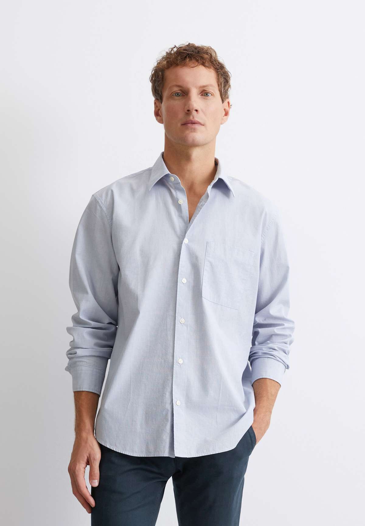 Рубашка KENT COLLAR LONG SLEEVES ONE RECTANGULAR CHEST POCKET ROUND HEM