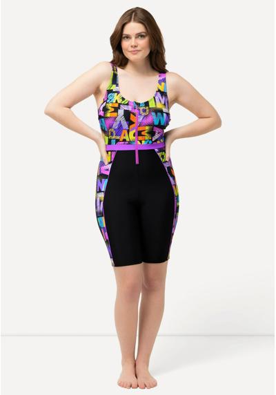 Купальник LETTER PRINT ZIP FRONT UNITARD