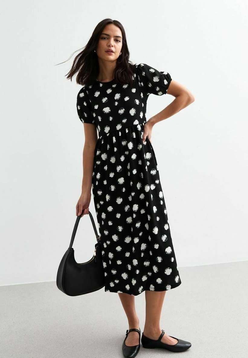 Платье POLKA DOT PUFF SLEEVE MIDI