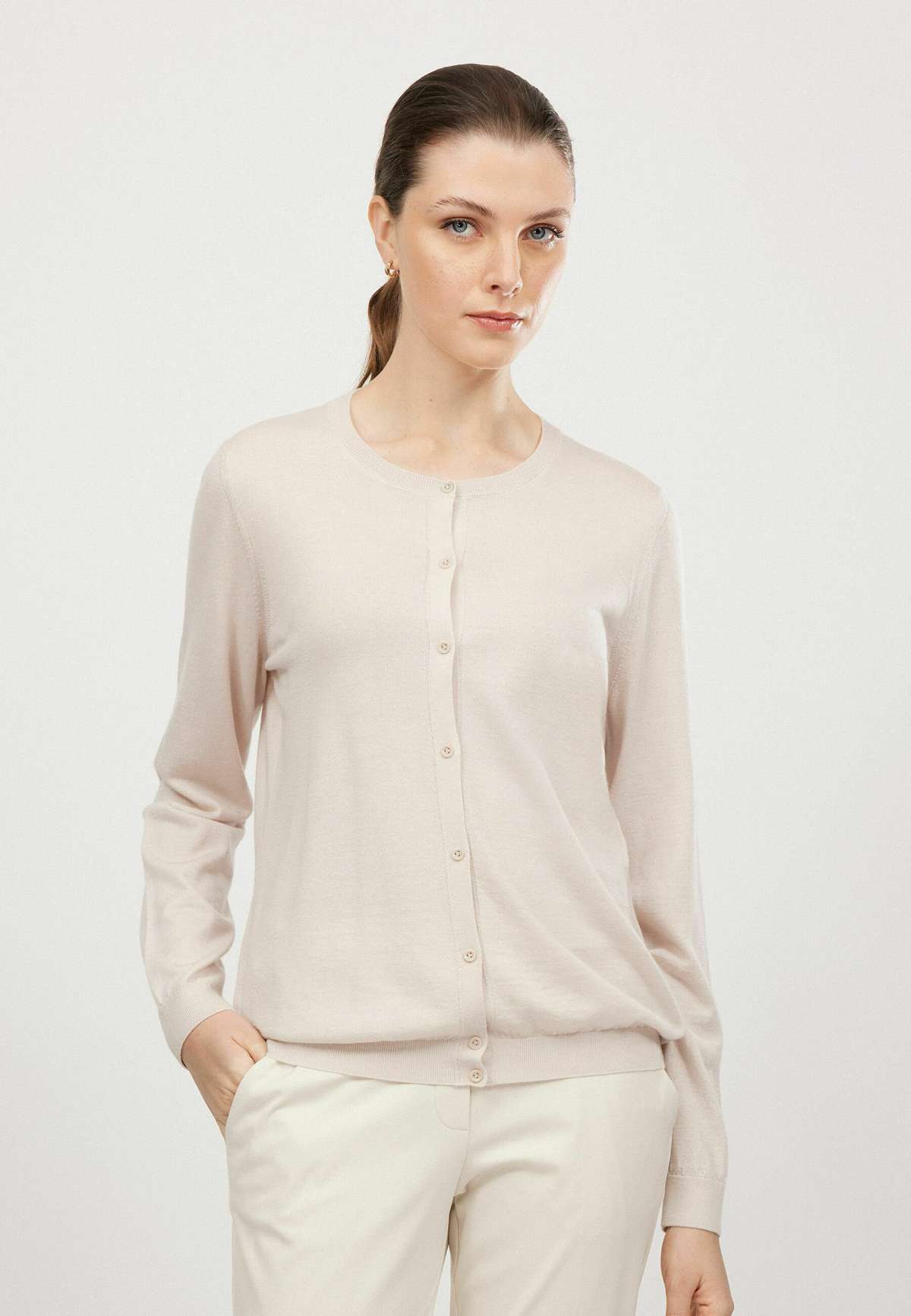 Трикотажный жакет ULTRAFINE ROUND NECK