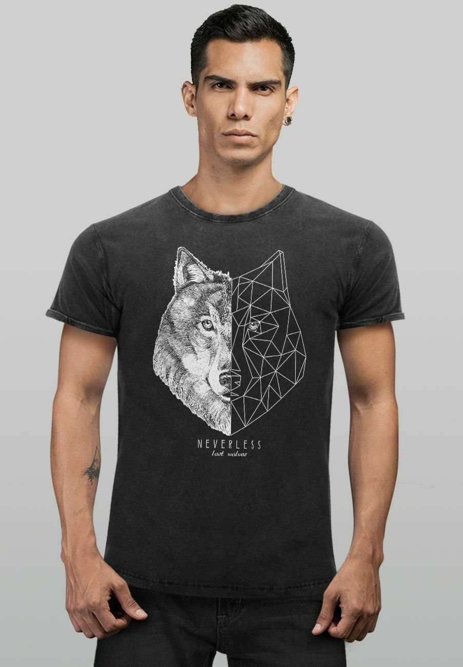 Футболка VINTAGE WOLF KUNST GRAFIK TIERMOTIV SH