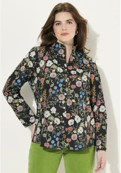 Блуза-рубашка FLORAL GOBLET COLLAR LONG SLEEVE