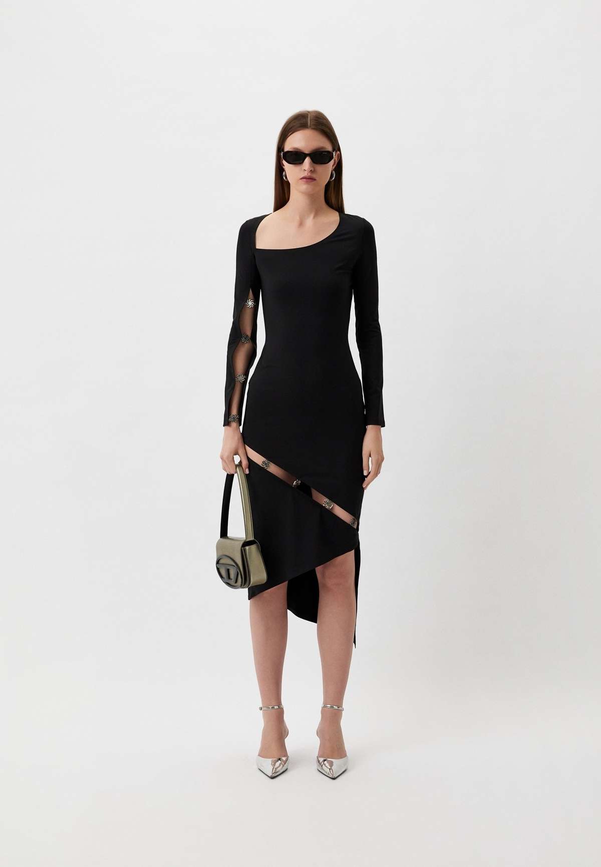 Платье-футляр ASIMETRIC MIDI DRESS WITH CUTOUTS