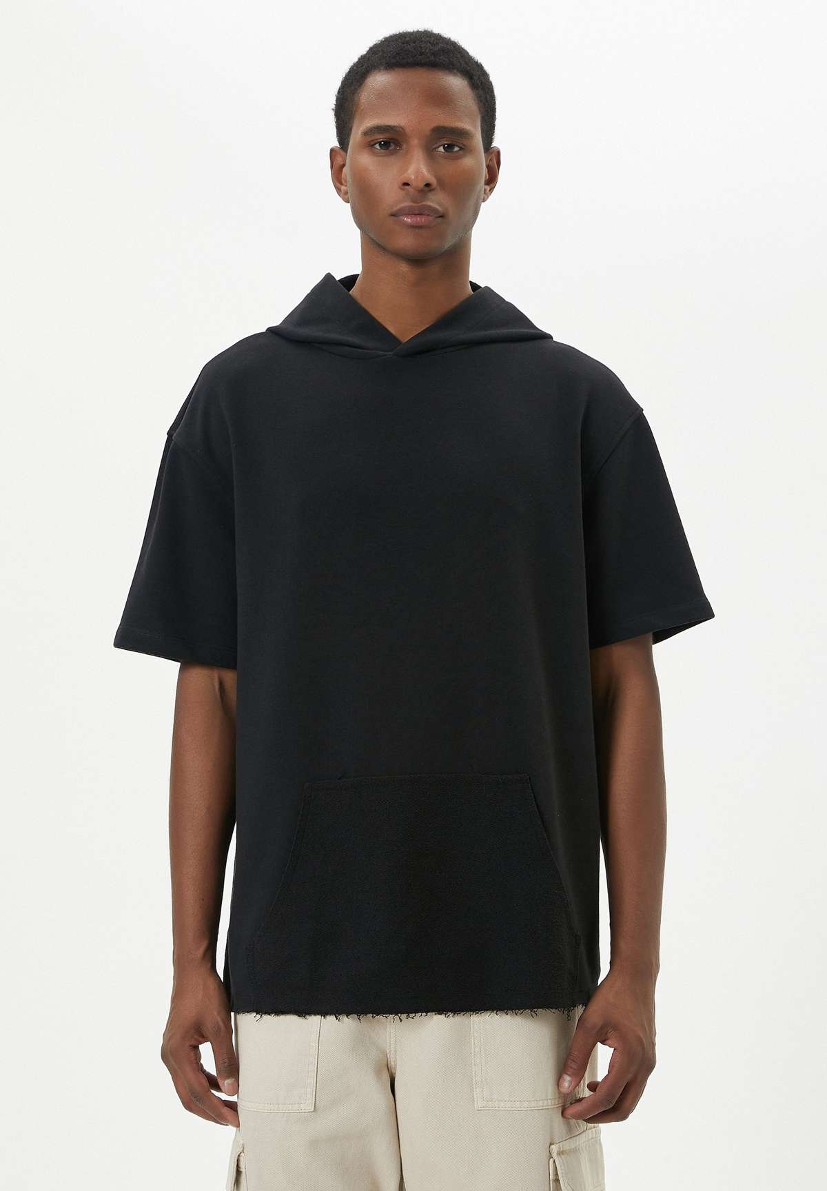 Футболка KANGAROO POCKET DETAIL LOOSE FIT SHORT SLEEVE HOODED