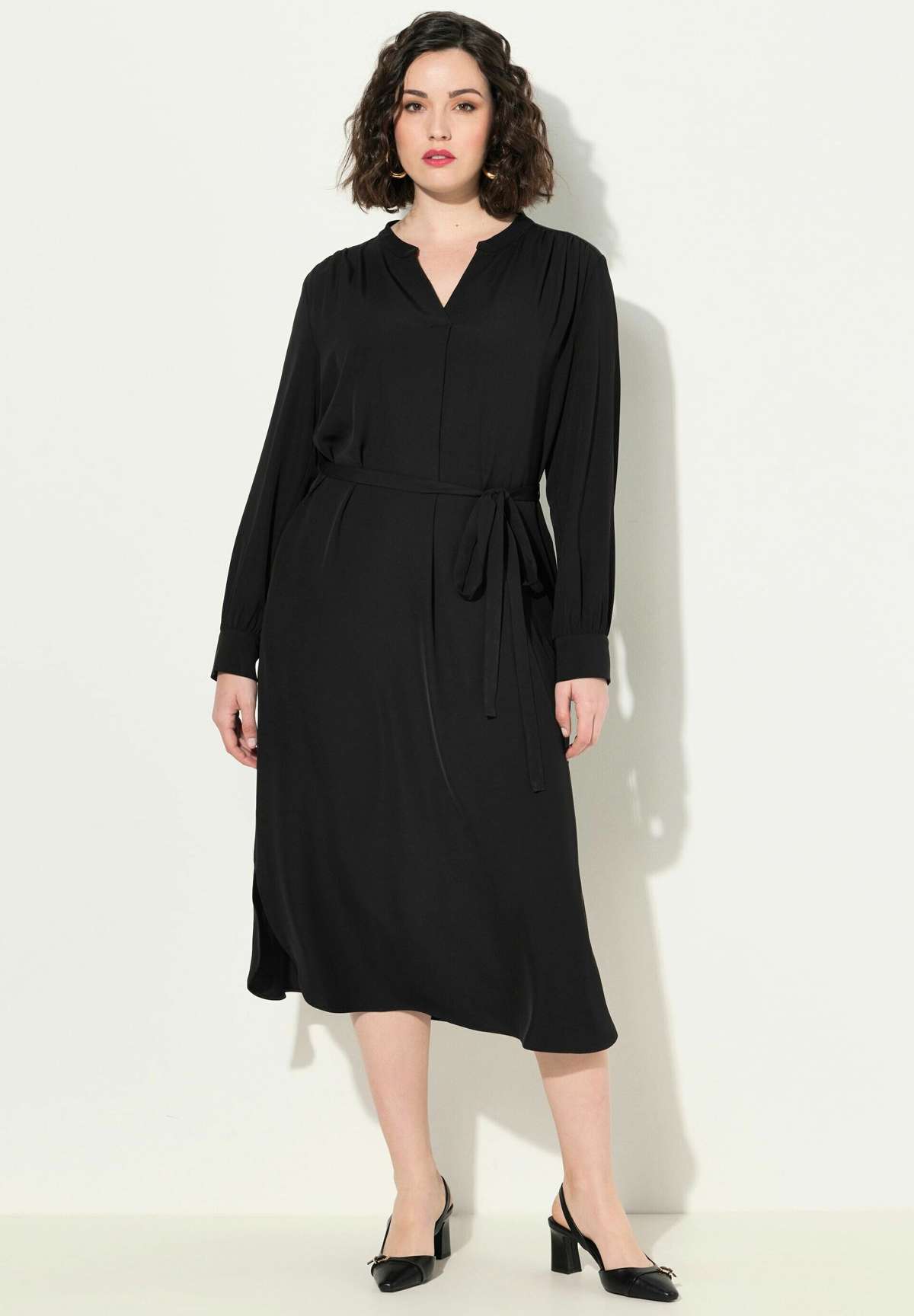 Платье BELTED LONG SLEEVE MIDI