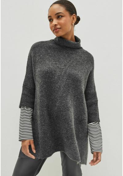 Пуловер KNITTED PONCHO WITH STRIPE SLEEVE