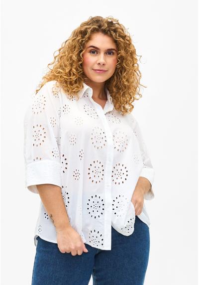 Блуза-рубашка MIT LOCKSTICKEREI UND 3/4-ARMELN