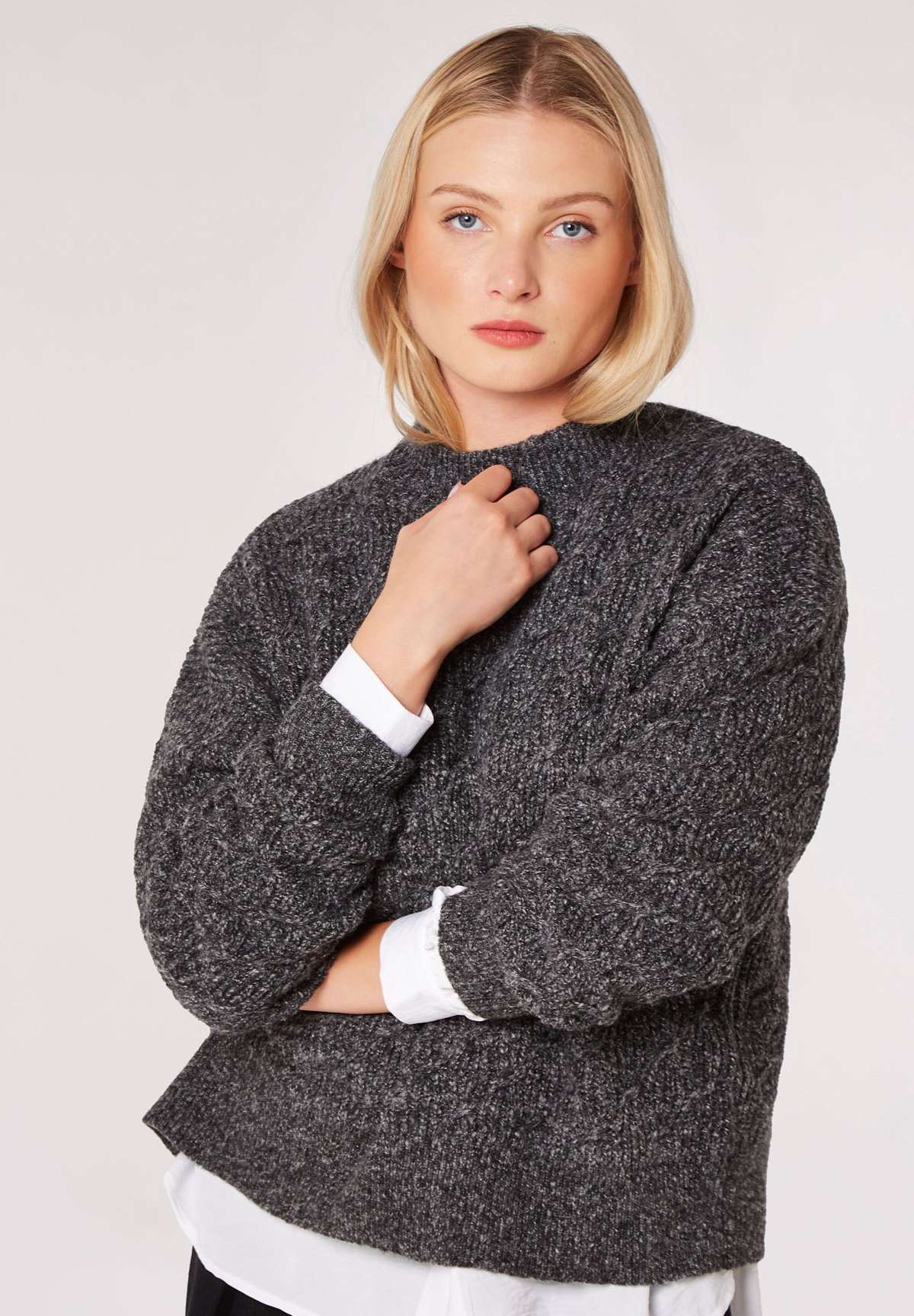 Пуловер PLAITED MOCK NECK