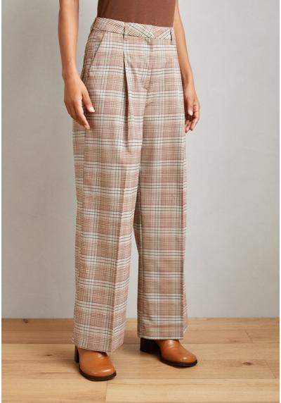 Брюки ROSE PLEATED HIGH RISE WIDE LEG CHECK PANT