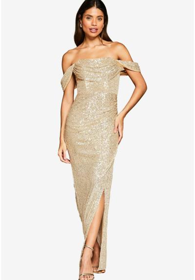 Платье SEQUIN BARDOT SPLIT DRAPE REGULAR